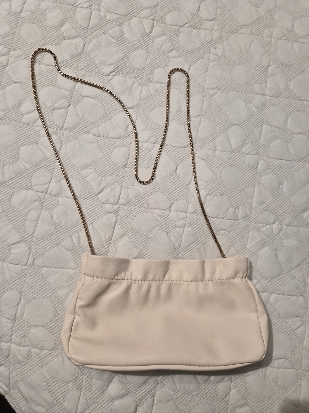 Mango Cream Shoulder Bag with Gold Chain